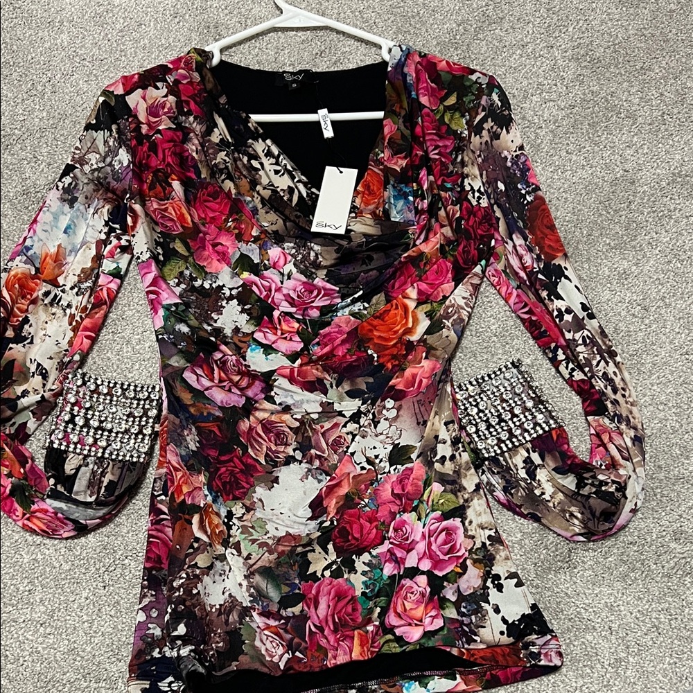 SKY Floral Women's dress RHINESTONES